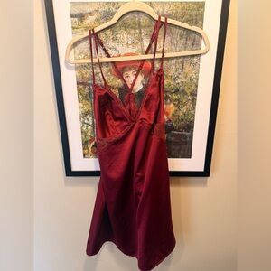 Elegant Red Lace Slip or night gown